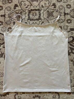 Ann Taylor White Stretch Spaghetti Strap Camisole/Tank Top